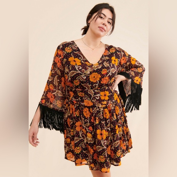 Floral Fringe Mini Dress - Picture 3 of 6